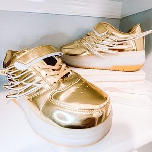 Gold rave sneakers